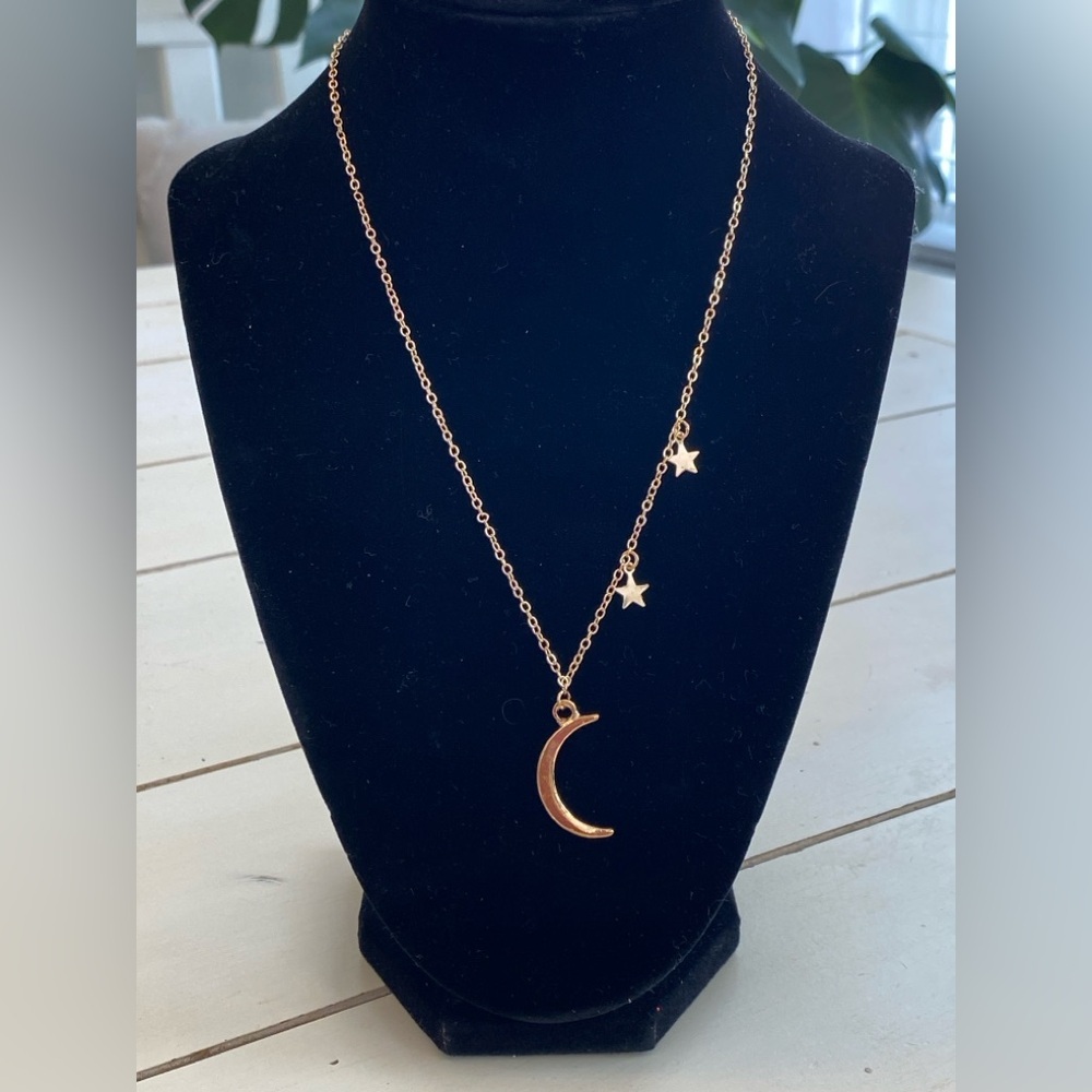 Celestial Moon & Stars Fashion Necklace Adjustable New With Tags - Picture 2 of 4